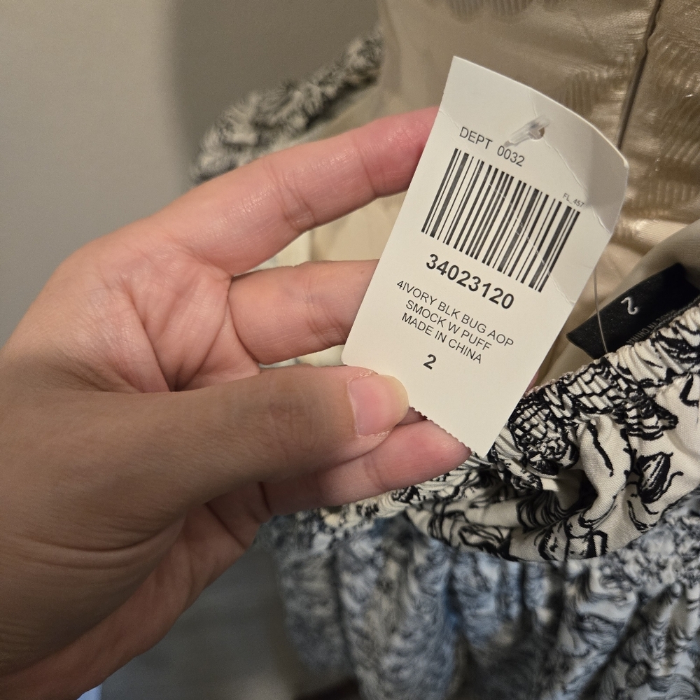 Plus Smocked Square Neck Floral Mini Dress — Black & White - Picture 11 of 11